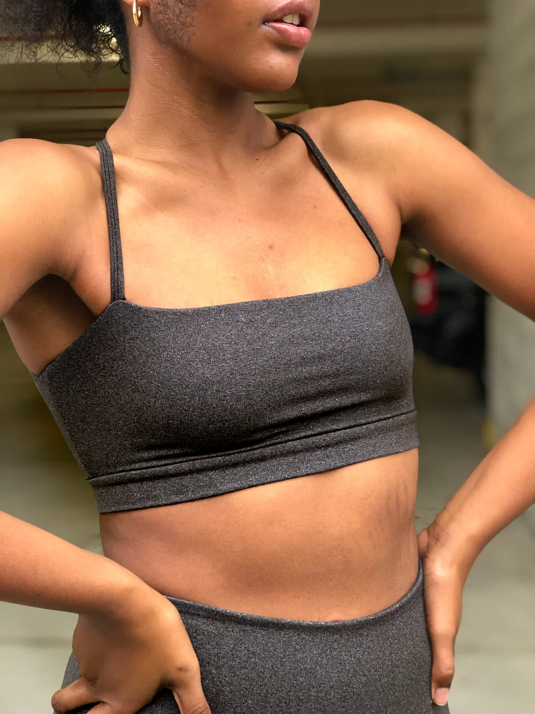 Black Strappy Crop